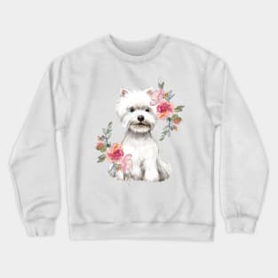 Cute West Highland White Terrier Westie Puppy Dog Watercolor Art Crewneck Sweatshirt